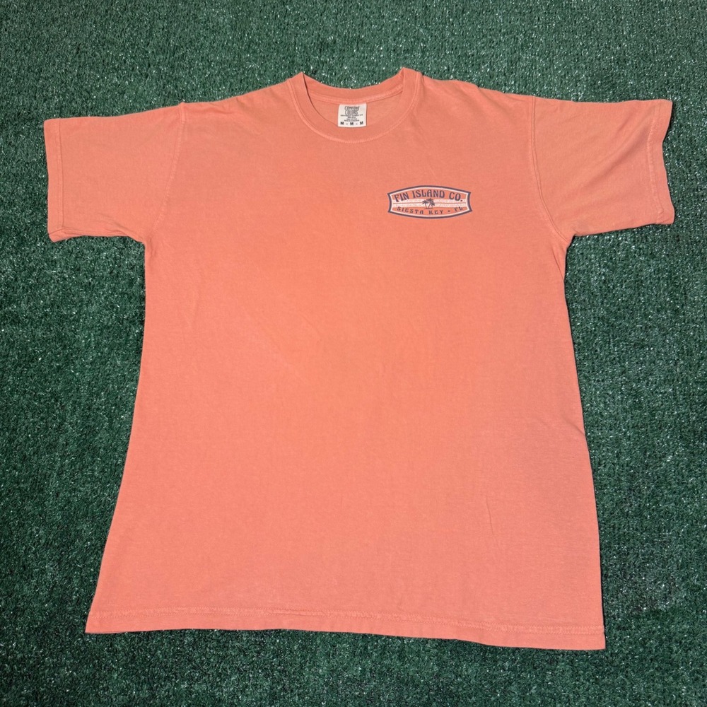 Comfort Colors Fin Island Co Siesta Key Florida T-Shirt Orange Mens Medium